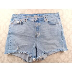 Levi Strauss 501 Denim Shorts Light Wash Frayed Hem Distressed Womens 18W